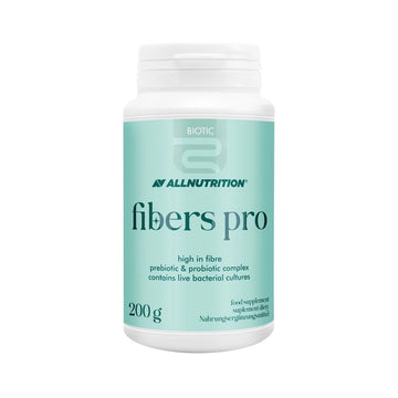 Fibers Pro 200g, pudra, AllNutrition, Coji de psyllium, inulina din radacina de cicoare si culturi vii de bacterii lactice
