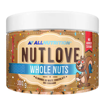Allnutrition | Migdale intregi invelite in Ciocolata alba cu scortisoara 300g Nutlove 0