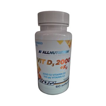 Vitamina D3 2000IU+K2 cu ulei de in 60 capsule, AllNutrition