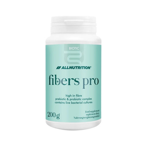 Fibers Pro 200g, pudra, AllNutrition, Coji de psyllium, inulina din radacina de cicoare si culturi vii de bacterii lactice