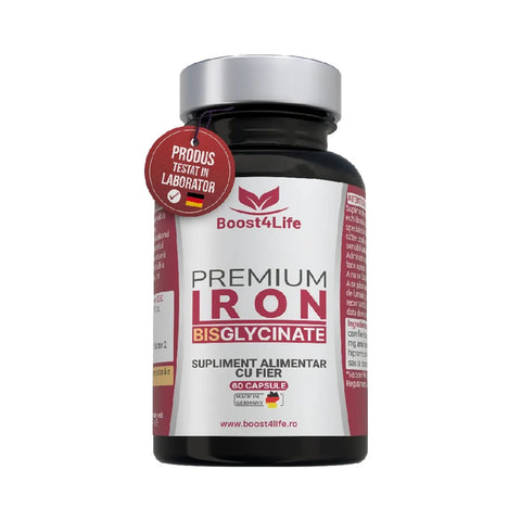Fier bisglicinat 60 capsule vegane, Boost4Life, Fier sub forma de bisglicinat
