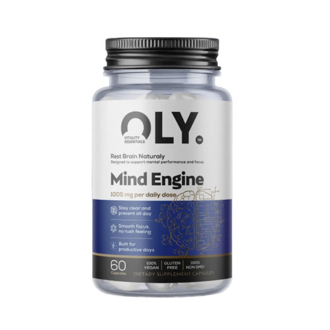 Mind Engine 60 capsule vegetale, OLY, Supliment cu vitamina b6, ceai verde, lion's mane