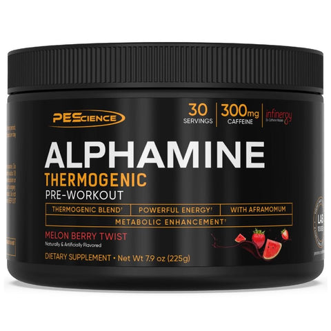 Pre-workout Alphamine 225g, pudra, PEScience, Supliment alimentar de tip pre-workout cu cofeina 1