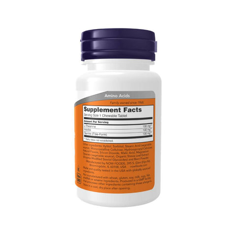 Stimulatoare focus | L-teanina, 100 tablete masticabile, Now Foods, Supliment sanatate antistres 1