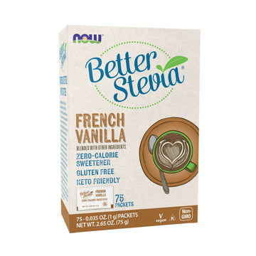 Arome si indulcitori BetterStevia, 75 plicuri x 1g, Now Foods, Indulcitor natural cu aroma de vanilie 1