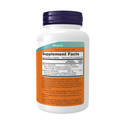 Minerale | Calciu & Magneziu 250 tablete, Now Foods, Supliment alimentar pentru sanatate 1