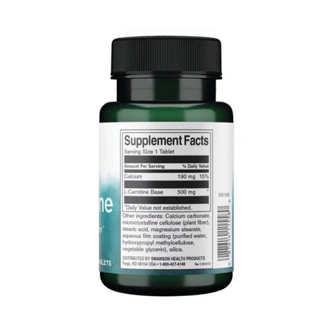 Carnitina L - carnitina 500mg, 30 tablete, Swanson, Supliment alimentar slabire 2