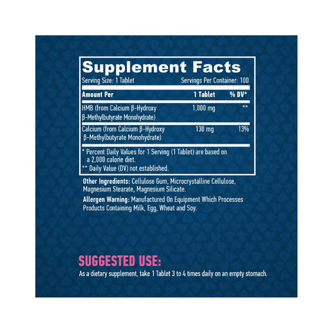 undefined | 100% HMB 1000MG, 100 tablete, Haya Labs, Calciu β-hidroxi β-metilbutirat monohidrat 1