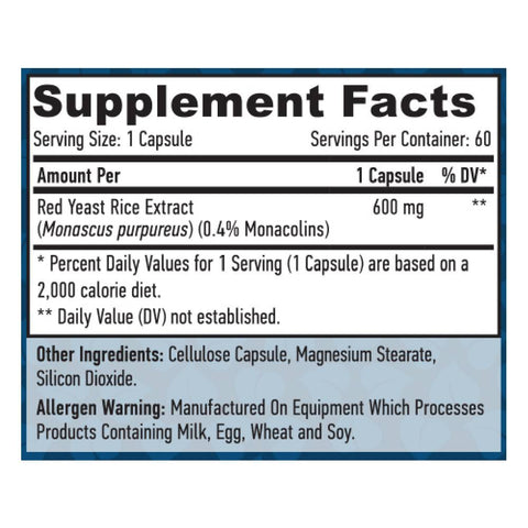 Suplimente Colesterol | Drojdie rosie de orez 600mg, 60 capsule, Haya Labs, Supliment alimentar pentru sanatate 1