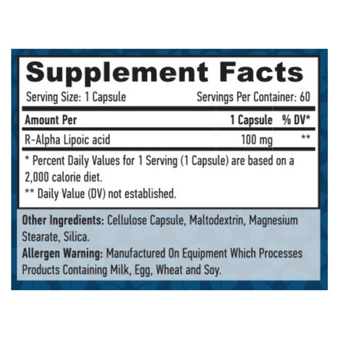 undefined | Acid R-Alfa Lipoic 100mg, 60 capsule, Haya Labs, Supliment antioxidanti sportivi 1