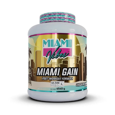 Gainer Miami Gain 4540g, pudra, Miami Vibes, Gainer premium pentru cresterea masei musculare 1