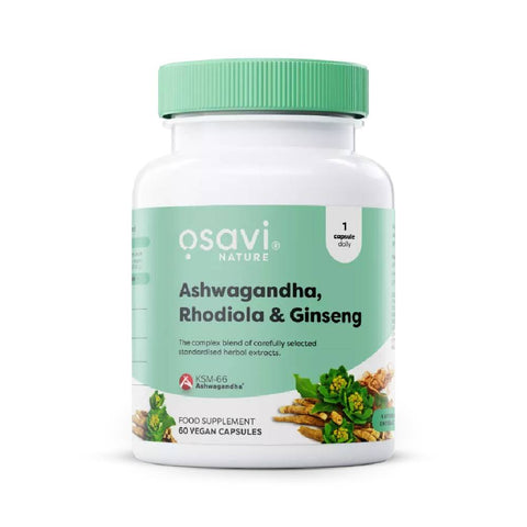 Suplimente antistres | Ashwagandha, Rhodiola & Ginseng 60 capsule, Osavi, Supliment alimentar pentru sanatate 0