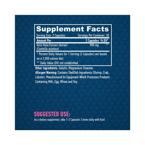 undefined | Extract de Gotu Kola 450mg, 100 capsule, Haya Labs, Supliment alimentar pentru sanatate 1