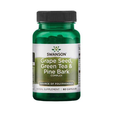 Swanson | Seminte de struguri, ceai verde si scoarta de pin, 60 capsule, Swanson, Supliment alimentar pentru sanatatea generala 0