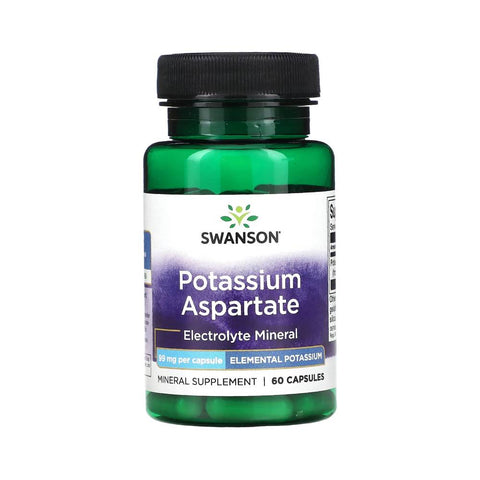 Minerale | Aspartat de Potasiu 99mg, 60 capsule, Swanson, Supliment alimentar pentru sanatate 0