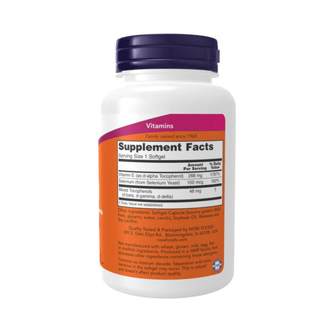 Vitamine si minerale Vitamina E 400 cu Seleniu, 100 capsule, Now Foods, Supliment alimentar pentru sanatate 2