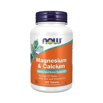 Suplimente pentru oase si articulatii | Magneziu & Calciu 100 tablete, Now Foods, Supliment sanatate osoasa 0