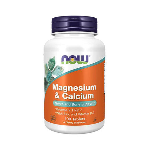 Suplimente pentru oase si articulatii | Magneziu & Calciu 100 tablete, Now Foods, Supliment sanatate osoasa 0