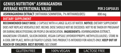 Suplimente sanatate Extract de Ashwagandha 400mg, 90 capsule, Genius Nutrition, Supliment alimentar pentru sanatate 2