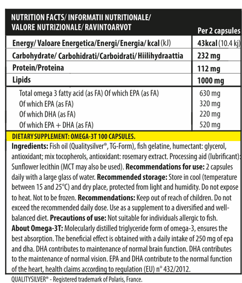 Suplimente sanatate OMEGA - 3T 100 capsule moi, Genius Nutrition, Acizi grasi din ulei de peste 2