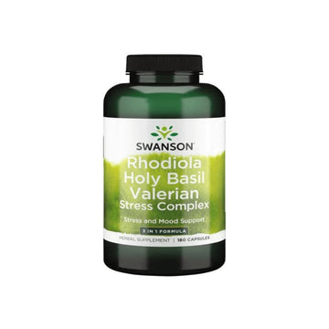 Suplimente antistres | Rhodiola Busuioc sfant Valeriana 180 capsule, Swanson, Supliment alimentar antistres 0